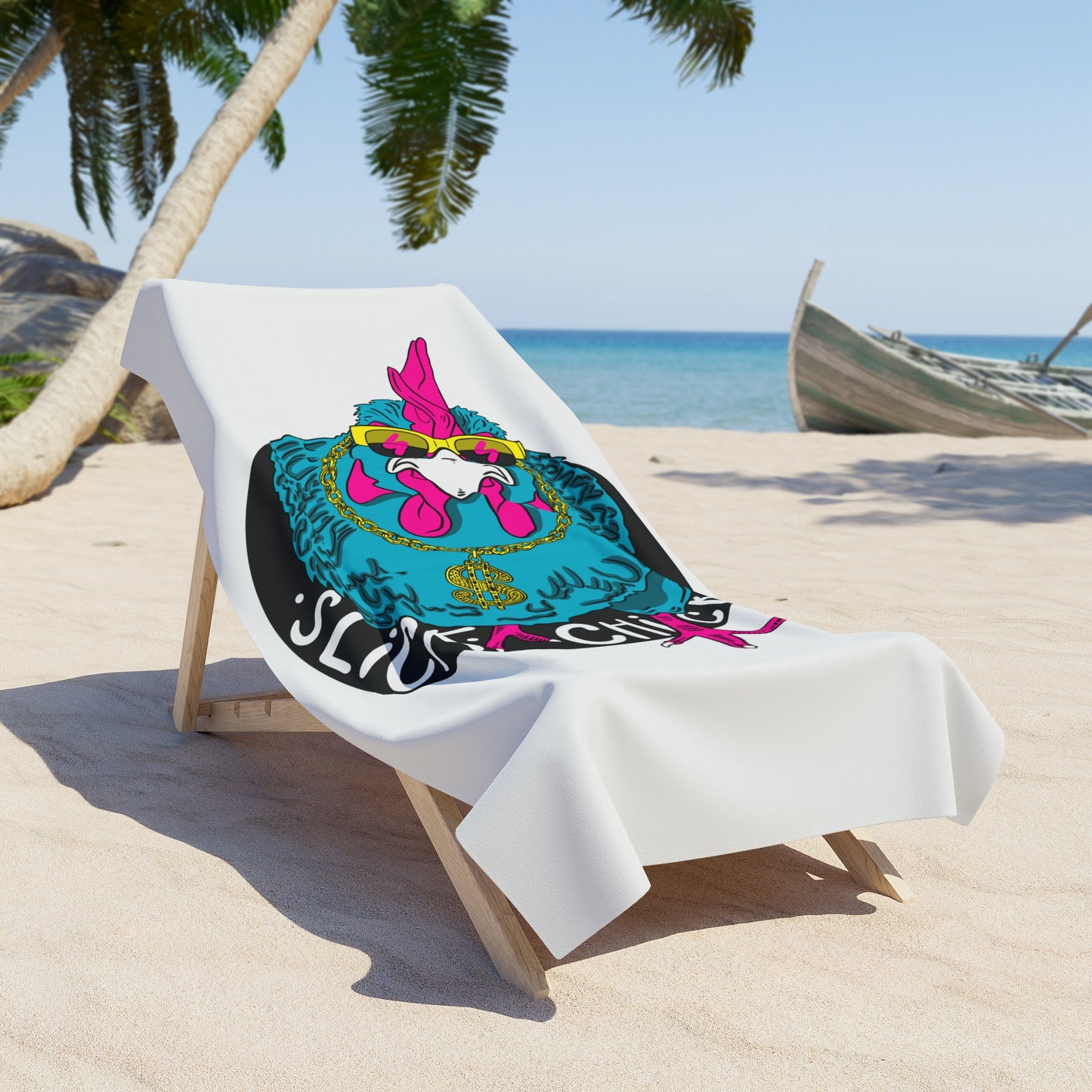 Slick Chick white beach towel - Slickchick